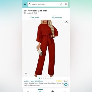 Red jump suit. Absolutely perfect just too big for me